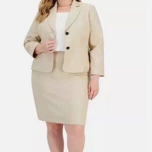 Le Suit Womens 2 piece Skirt Suit 18 beige tan color NEW Size 18